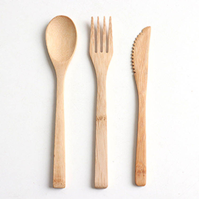 COem ξύλινο δίκρανο ταξιδιού λογότυπων το φυσικό φορητό μετακινεί με το κουτάλι Flatware μπαμπού μαχαιριών τα ξύλινα μαχαιροπήρουνα που τίθενται για την κουζίνα