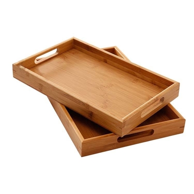 Τρόφιμα 35*22cm μπαμπού κουζινών αποθήκευσης ξύλινες υφαμένες εξυπηρετώντας λαβές πιασιμάτων δίσκων εργονομικές