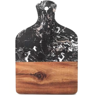Κουζινών μαρμάρινος ξύλινος συνδετικός τέμνων πίνακας δίσκων ακακιών ξύλινος με τη λαβή