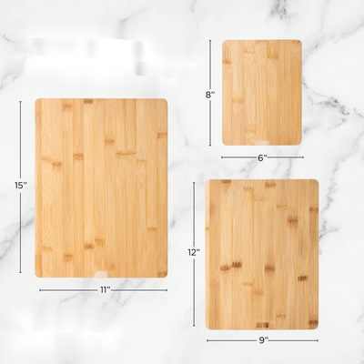 Ορθογώνιο μπαμπού και ξύλινος τέμνων πίνακας 3 PC κουζινών καθορισμένα