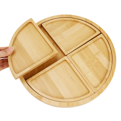Αντιβακτηριακό ξύλινο δίσκο από μπαμπού με 4 διαχωριστικά