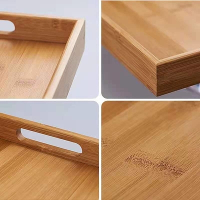 Τρόφιμα 35*22cm μπαμπού κουζινών αποθήκευσης ξύλινες υφαμένες εξυπηρετώντας λαβές πιασιμάτων δίσκων εργονομικές