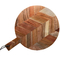 Στρογγυλή σανίδα κοπής ξύλου ακακίας κουζίνας με λαβή